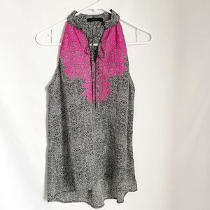 🟢THML Sleeveless Tie Neck Top Embroidered Size S